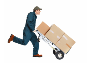 man with loading trolley