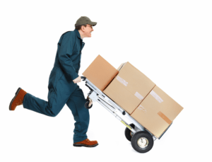 man with loading trolley